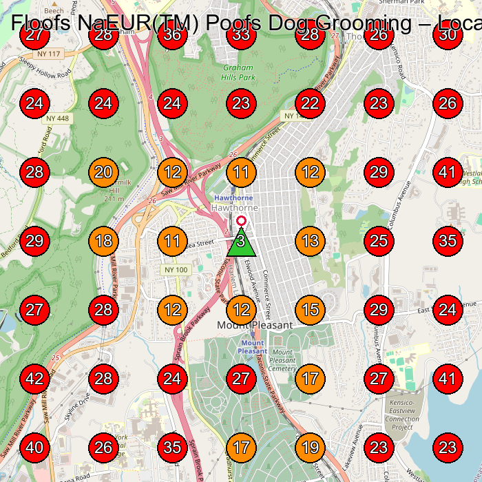Floofs NaEUR(TM) Poofs Dog Grooming GeoGrid visibility map for Pet Groomer in Ossining